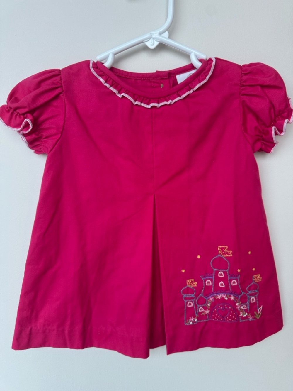 Proper Peony Royal Wishes castle embroidered dress with puff sleeves 18m